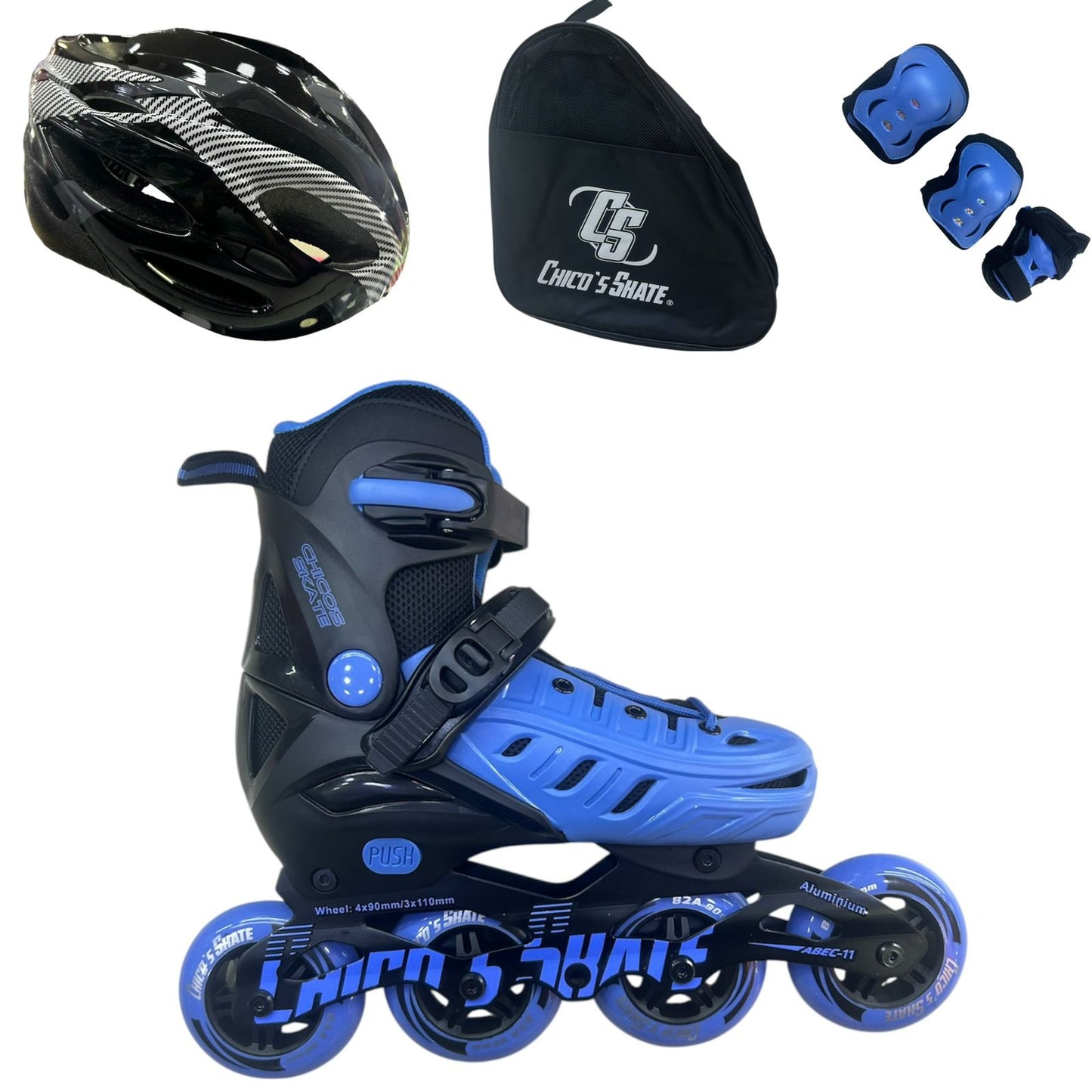 Patines Semi Profesionales Chicos Skate – Con Kit de Protección Completo y Ajustables a 4 Tallas