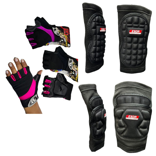 Combo de Protección Profesional para Patinaje – Rodilleras, Coderas y Guantes con Férula Removible